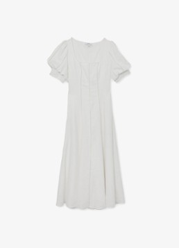 Reiss Dames Riva midi jurk van linnen met borduring in de kleur Wit
