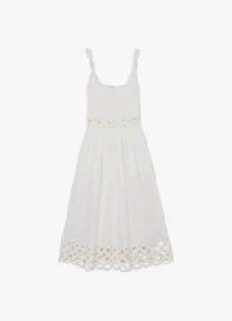 Reiss Dames Rite ribgebreide midi jurk met cut-out detail in de kleur Wit