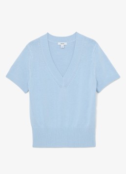 Reiss Dames Valerie fijngebreide trui met V-hals in de kleur Blauw