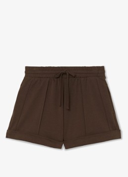 Reiss Dames Willa high waist straight fit korte broek met steekzakken in de kleur Chocoladebruin