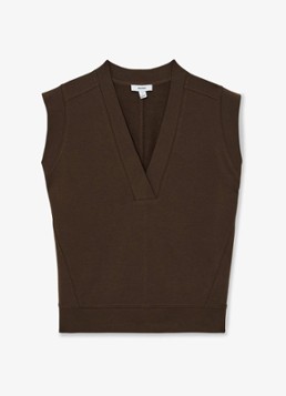 Reiss Dames Willa top met V-hals in de kleur Chocoladebruin