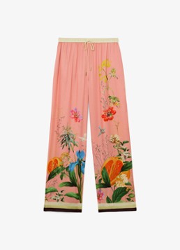 Reiss Dames Milos mid waist wide fit pantalon met print in de kleur Oudroze
