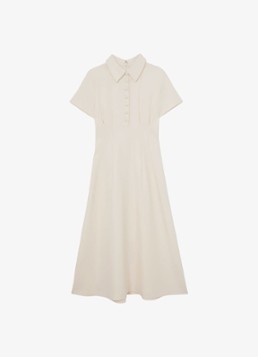 Reiss Dames Midi jurk met plooien in de kleur Creme