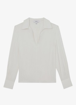 Reiss Dames Orla tuniek in zijdeblend met kraag in de kleur Wit
