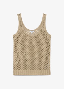 Reiss Dames Colette grofgebreide top van linnen in de kleur Khaki