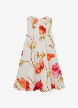 Reiss Dames Penelope midi jurk met steekzakken en bloemenprint in de kleur Creme