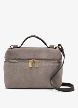Reiss Dames Ines handtas van suède met afneembare schouderriem in de kleur Grey / Grijs