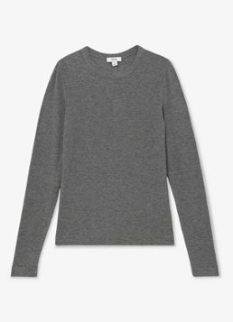 Reiss Dames Arabelle longsleeve met ribstructuur in de kleur Donkergrijs