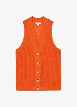 Reiss Dames Robin grofgebreid gilet van linnen in de kleur Oranje
