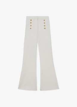 Reiss Dames Athena mid waist flared jeans met knoopdetail in de kleur Wit