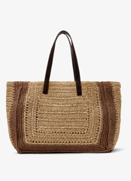 Reiss Dames Rosie schoudertas van raffia in de kleur Natural / Beige