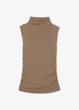 Reiss Dames Hattie fijngebreide coltrui in wolblend in de kleur Dark Neutral / Beige