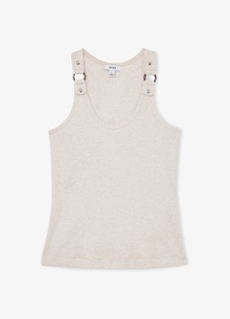 Reiss Dames Bella ribgebreide tanktop met ringdetail in de kleur Creme
