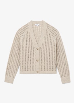 Reiss Dames Constance opengebreid vest in linnenblend in de kleur Neutral / Beige