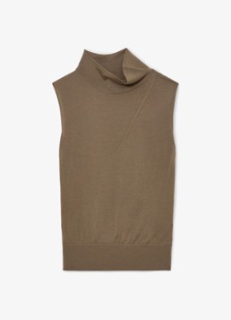 Reiss Dames Honey top van wol met col in de kleur Khaki Green / Groen