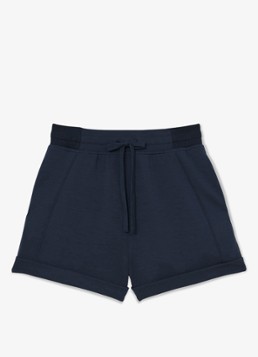 Reiss Dames Phoebe high waist korte joggingbroek met streekzakken in de kleur Navy / Blauw