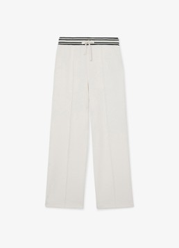 Reiss Dames Petite Verity mid waist wide fit joggingbroek met gestreept detail in de kleur Wit