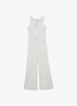 Reiss Dames Rose wide fit jumpsuit van denim in de kleur Gebroken wit