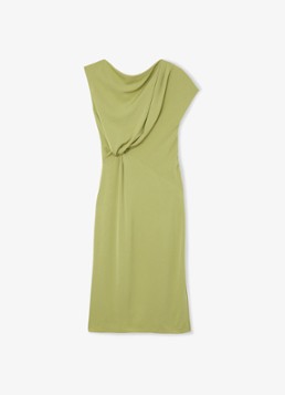 Reiss Dames Beth midi off shoulder jurk met gedrapeerd detail in de kleur Mosgroen