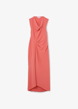 Reiss Dames Dorota midi jurk met watervalhals in de kleur Coral Pink / Roze