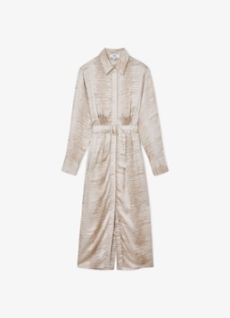 Reiss Dames Sienna midi blousejurk met slangenprint en ceintuur in de kleur Neutral / Beige