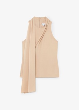 Reiss Dames Taylor mouwloze top met sjaalkraag in de kleur Neutral / Beige