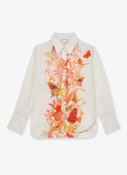 Reiss Dames Cilia blouse met bloemenprint in de kleur Ivory / Beige