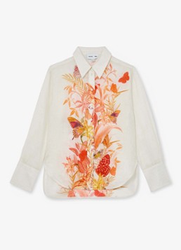 Reiss Dames Cilia blouse met bloemenprint in de kleur Ivory / Beige
