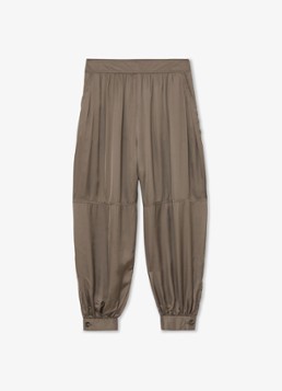 Reiss Dames Neave high waist balloon fit pantalon van satijn in de kleur Khaki