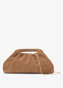Reiss Dames June clutch van suède in de kleur Bruin