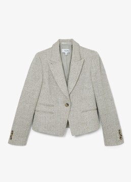 Reiss Dames Ezra blazer met visgraat dessin in de kleur Lichtgrijs