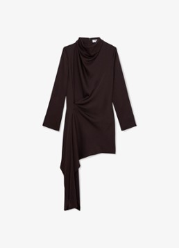 Reiss Dames Bethany mini jurk met asymmetrische zoom in de kleur Donkerbruin