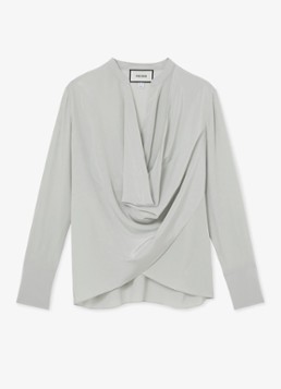 Reiss Dames Lauren blouse met drapering in de kleur Grijs