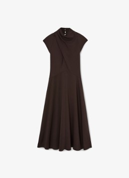 Reiss Dames ALMA midi A-lijn jurk met plooien in de kleur Aubergine