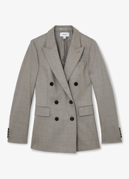 Reiss Dames Darcy double-breasted blazer in wolblend in de kleur Grijsmele