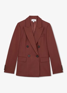 Reiss Dames Solene double-breasted blazer met klepzakken in de kleur Steenrood