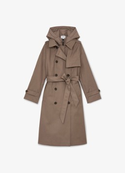Reiss Dames Azura double-breasted trenchcoat met afneembare capuchon in de kleur Beige