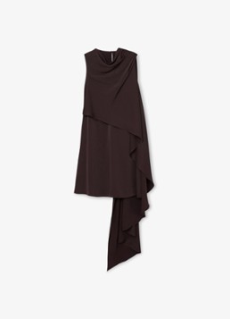 Reiss Dames WRENLEY Drape-Detail Layered Mini Dress in de kleur Chocoladebruin