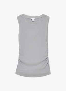 Reiss Dames Trinny ribgebreide top met gedrapeerd detail in de kleur Grey / Grijs