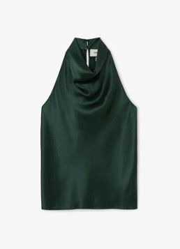 Reiss Dames Kory top met watervalhals in de kleur Donkergroen