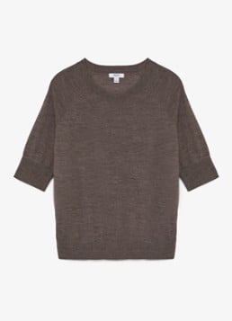 Reiss Dames Suzzie fijngebreid T-Shirt in merino wolblend in de kleur Bruin