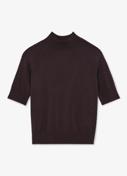 Reiss Dames Sienna top in wolblend met opstaande kraag in de kleur Donkerbruin