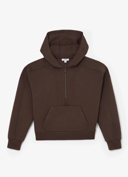 Reiss Dames Lockie hoodie met halve rits in de kleur Donkerbruin