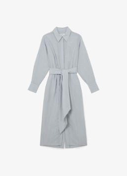 Reiss Dames Gianna midi blousejurk in lyocellblend met strikceintuur in de kleur Blue / Blauw