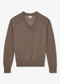 Reiss Dames Paris fijngebreide pullover in merino wolblend in de kleur Zand
