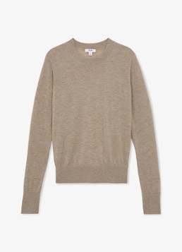 Reiss Dames Sadie fijngebreide pullover in merino wolblend in de kleur Beige
