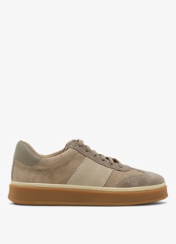 Reiss Dames Lizzie sneaker van suède in de kleur Taupe