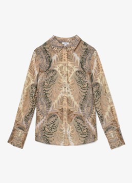Reiss Dames Blouse met jacquard dessin in de kleur Zand
