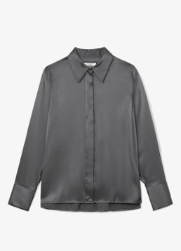 Reiss Dames Ameira blouse van zijde in de kleur Donkergrijs