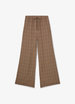 Reiss Dames MINNIE high waist wide fit pantalon met pied-de-poule dessin in de kleur Bruin